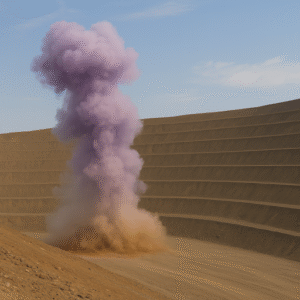 Explosión minera con humo morado en conmemoración del Día de la Mujer (8M)